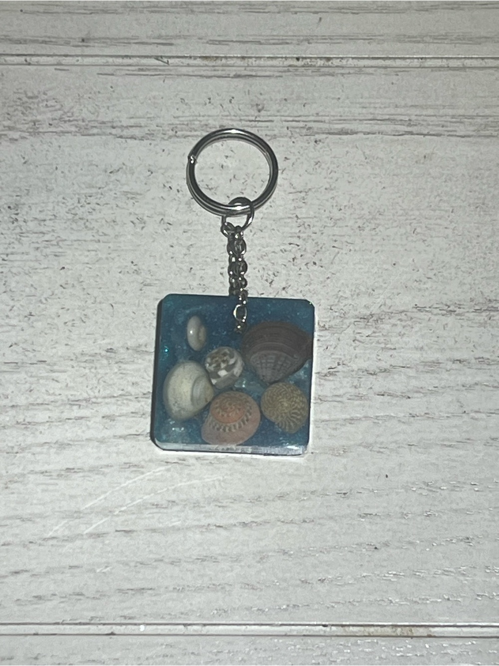 Handmade Seashell Small Square Keychain